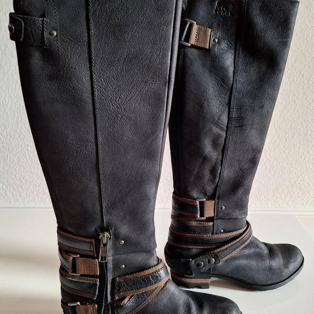 SOREL Waterproof Lolla Tall Boots, Black Mud, Women's, size 6.5